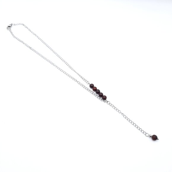 Red Brecciated Jasper Chakra Gemstone Adjustable Asymmetrical Necklace Handmade - Picture 3 of 8